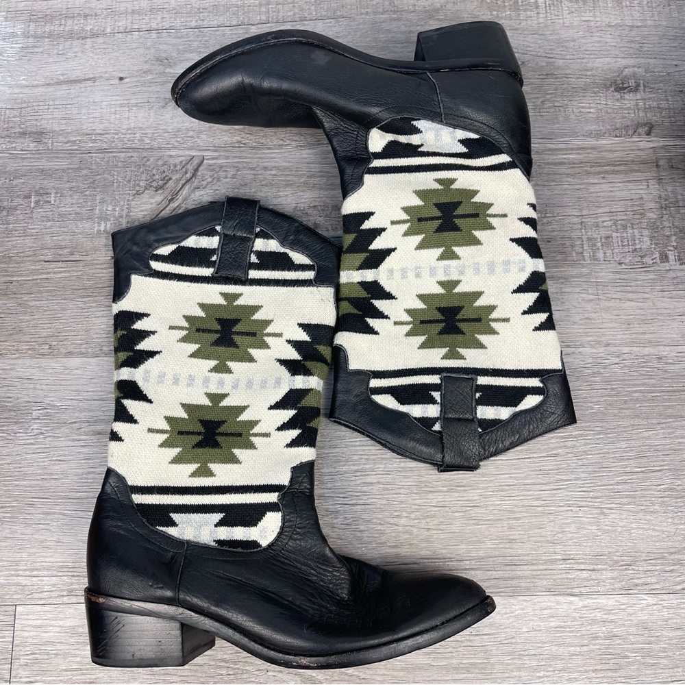 Aztec Western Leather Boots For Women By Mollini Size 39/8.5 Mid Calf